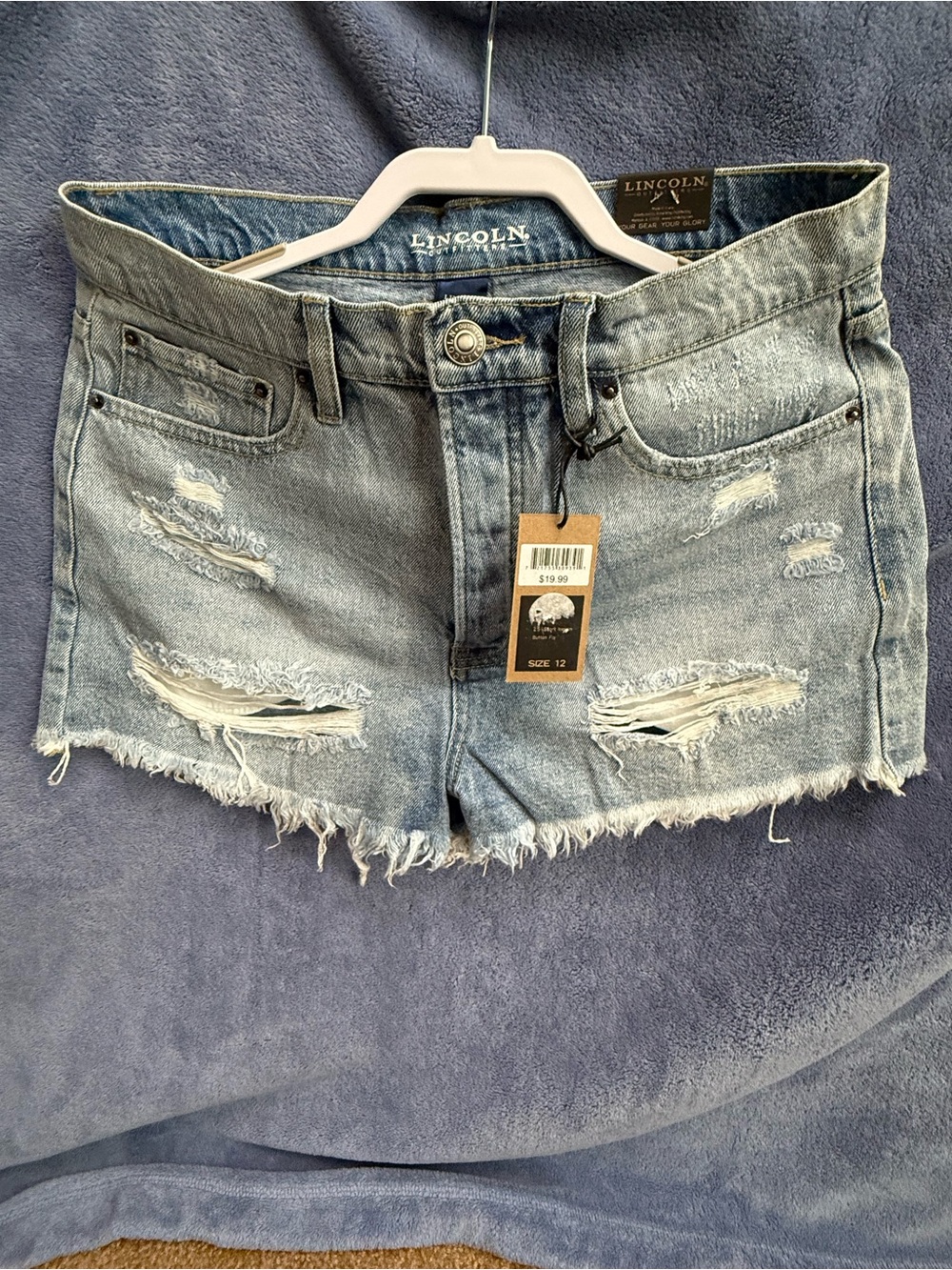 Light Blue Distressed Denim Jean Shorts